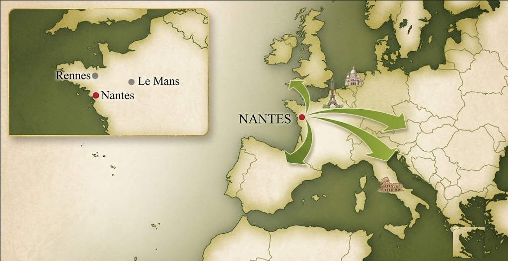Distribution depuis Nantes vers l'Europe